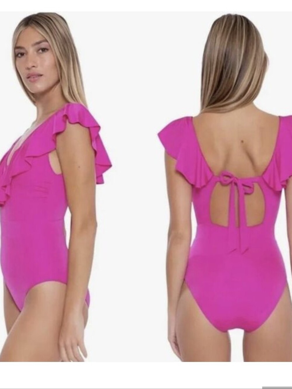 Trina Turk Atlas Ruffle Plunge One-Piece Swim Suit Size 10